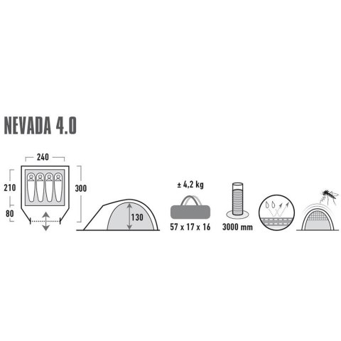 Namiot High Peak Nevada 4 jasnoszary 10204 High Peak