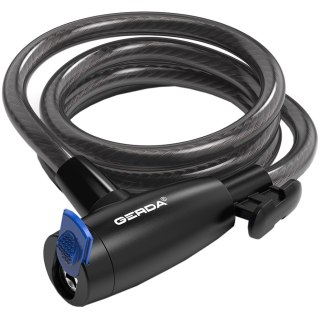 Zapięcie rowerowe Gerda linka, korpus okrągły, osłona klucza czarna Flex 1500/10T Gerda