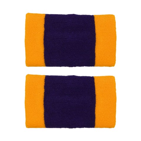 Frotki na nadgarstki Nike Swoosh Doublewide Wristbands fioletowo-żółte N0001586730 Nike