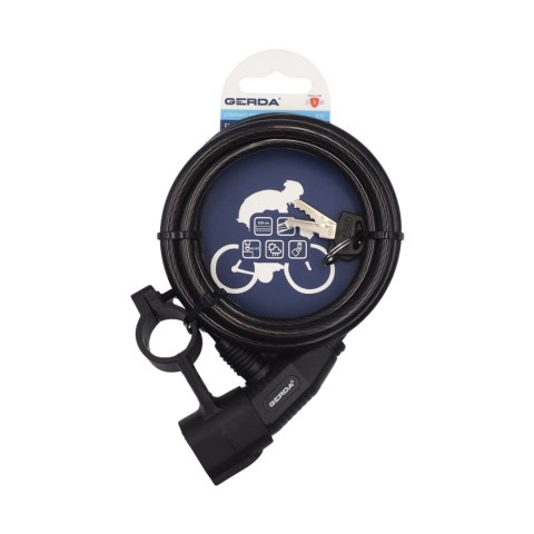 Zapięcie rowerowe Gerda linka z uchwytem transportowym typ S, korpus okrągły Flex 1500/8A czarne 0SFLU150008 06A2YP Gerda