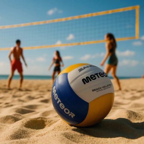 Piłka siatkowa plażowa Meteor biało-żółto-niebieska 17412 Meteor