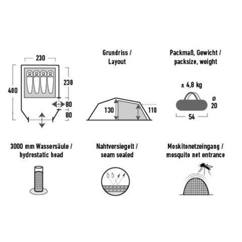 Namiot High Peak Falcon 4 LW oliwkowo-czerwony 10334 High Peak
