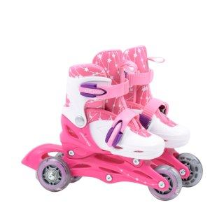 Zestaw łyżworolki Combo Monster,kask,kpl ochraniaczy,plecak Smj 26-29 różowy Smj