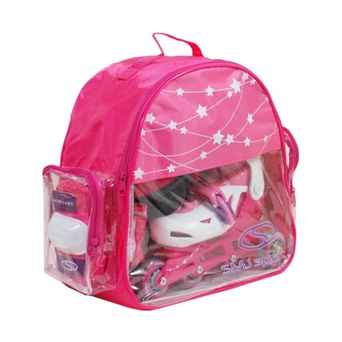 Zestaw łyżworolki Combo Monster,kask,kpl ochraniaczy,plecak Smj 26-29 różowy Smj
