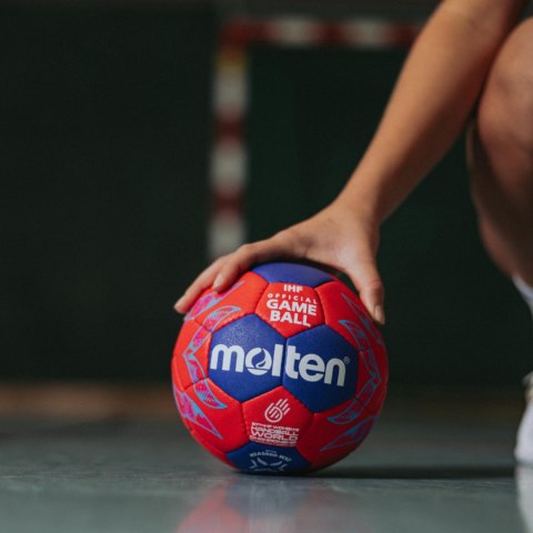 Piłka ręczna Molten IHF Approved Pro Official World Cup 2025 czerwono-niebieska H2A5000-W5Z Molten