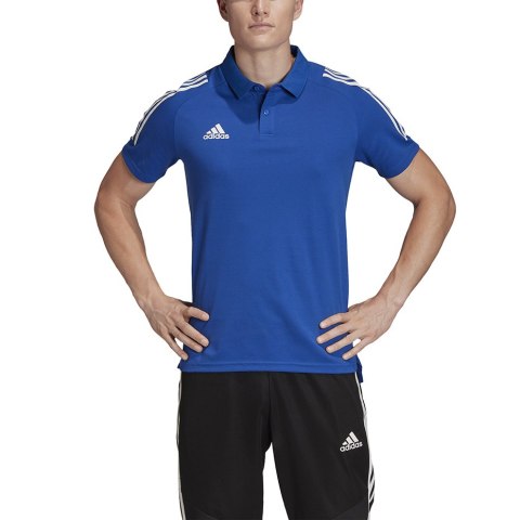 Koszulka męska adidas Condivo 20 Polo niebiesko-biała ED9237 Adidas teamwear