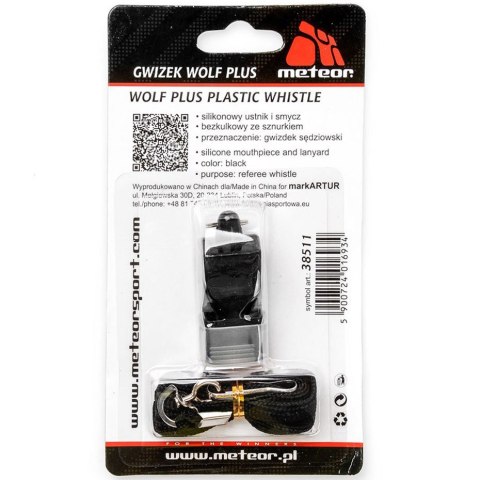Gwizdek Meteor Wolf Plus z silikonowym ustnikiem czarny 38511 Meteor