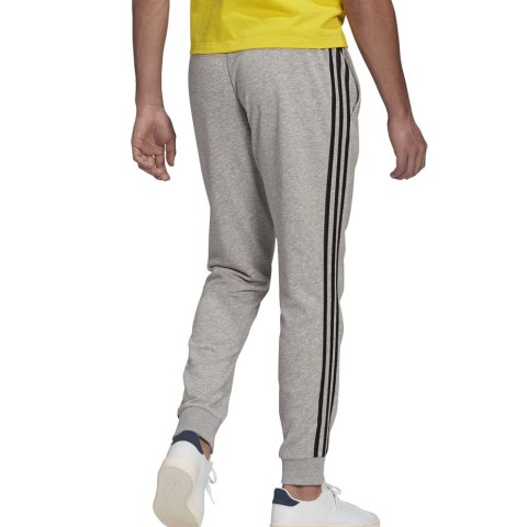 Spodnie męskie adidas Essentials Tapered Cuff 3 Stripes szare GK8889 Adidas