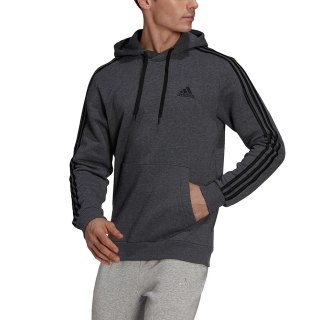Bluza męska adidas Essentials Fleece 3-Stripes Hoodie ciemnoszara GK9082 Adidas