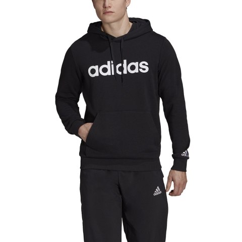 Bluza męska adidas Essentials French Terry Linear Logo Hoodie czarna GK9064 Adidas