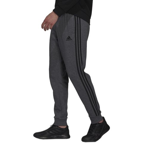 Spodnie męskie adidas Essentials French Terry Tapered Cuff 3-Stripes Pants szare H12256 Adidas