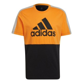 Koszulka męska adidas Essentials Colorblock Single Jersey Tee pomarańczowo-czarna HE4328 Adidas