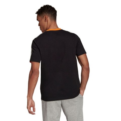 Koszulka męska adidas Essentials Colorblock Single Jersey Tee pomarańczowo-czarna HE4328 Adidas