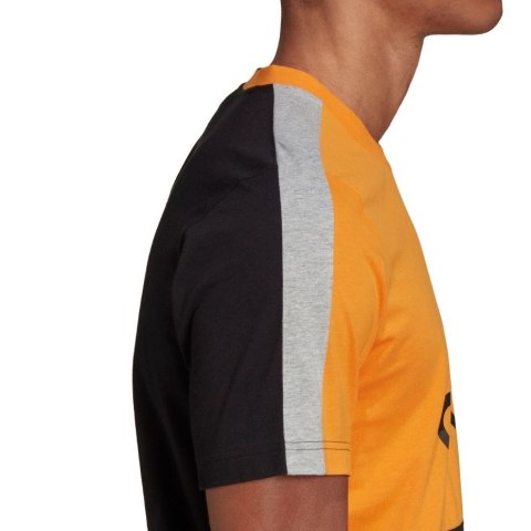 Koszulka męska adidas Essentials Colorblock Single Jersey Tee pomarańczowo-czarna HE4328 Adidas