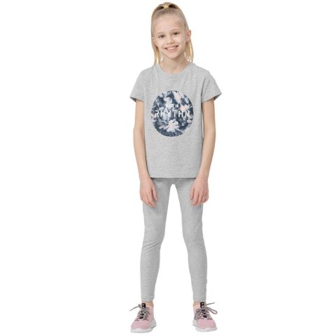 Legginsy dla dziewczynki 4F chłodny jasny szary melanż HJL22 JLEG004 27M 4F