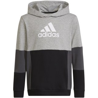 Bluza dla dzieci adidas Colourblock Hoodie szaro-czarna HN8563 Adidas