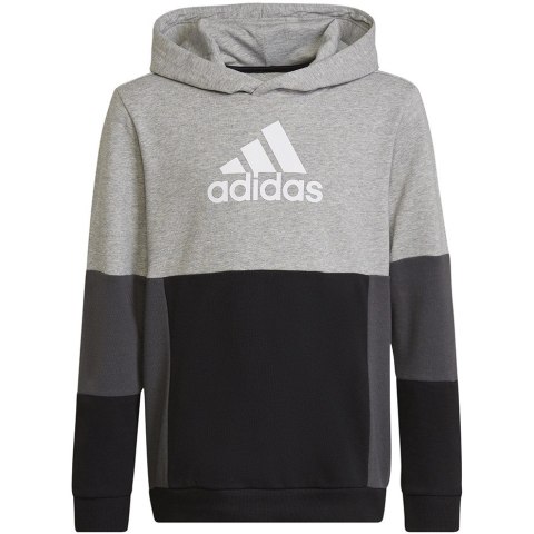 Bluza dla dzieci adidas Colourblock Hoodie szaro-czarna HN8563 Adidas