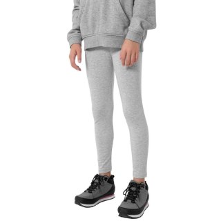 Legginsy dla dziewczynki 4F chłodny jasny szary melanż HJZ22 JLEG001 27M 4F