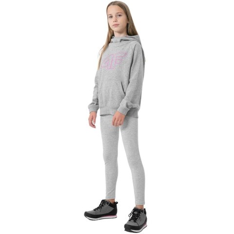Legginsy dla dziewczynki 4F chłodny jasny szary melanż HJZ22 JLEG001 27M 4F