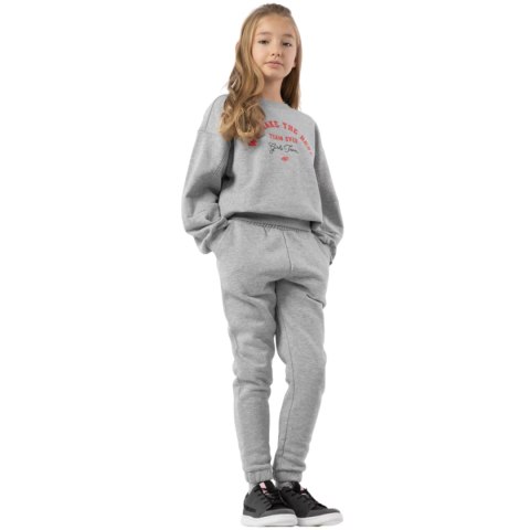 Spodnie dla dziewczynki 4F chłodny jasny szary melanż HJZ22 JSPDD002 27M 4F