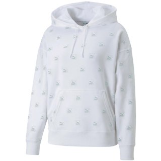 Bluza damska Puma Brand Love AOP Hoodie FL biała 535706 02 Puma