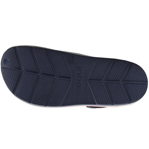 Chodaki damskie Coqui Lindo granatowo-białe 6413-100-2132 Coqui