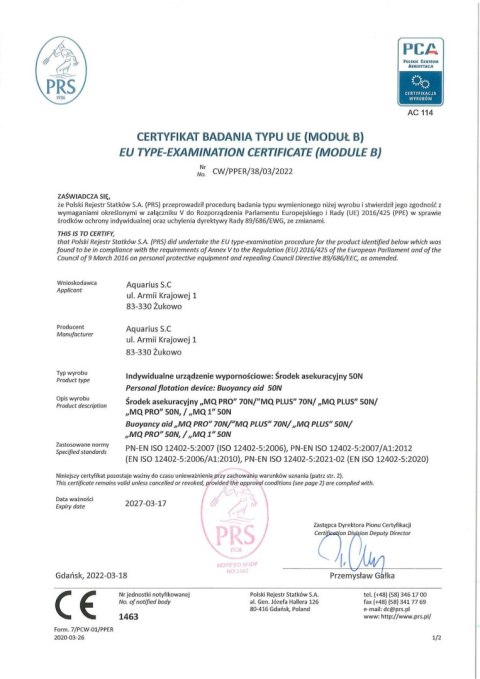 Kamizelka Aquarius Asekuracyjna MQ Pro czerwona AQUARIUS