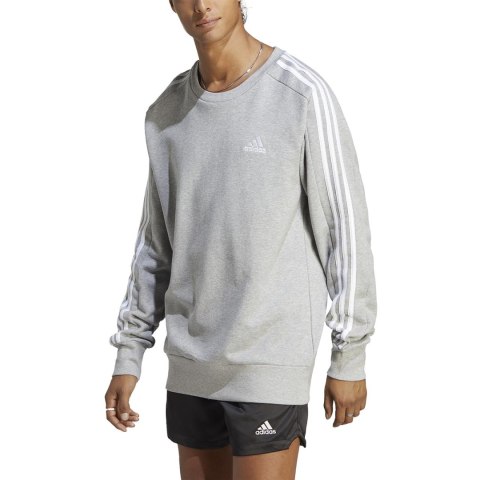 Bluza męska adidas Essentials French Terry 3-Stripes szara IC9319 Adidas