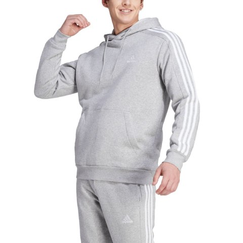 Bluza męska adidas Essentials Fleece 3-Stripes Hoodie szara IJ6474 Adidas