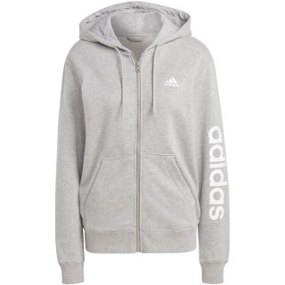 Bluza damska adidas Essentials Linear Full-Zip French Terry Hoodie szara IC6866 Adidas
