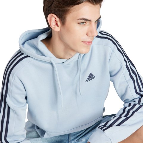 Bluza męska adidas Essentials Fleece 3-Stripes Hoodie błękitna IS0004 Adidas