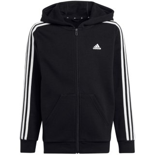 Bluza dla dzieci adidas Essentials 3-Stripes Fleece Full-Zip Hoodie czarna HR6331 Adidas
