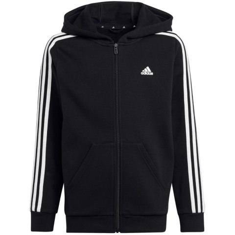 Bluza dla dzieci adidas Essentials 3-Stripes Fleece Full-Zip Hoodie czarna HR6331 Adidas