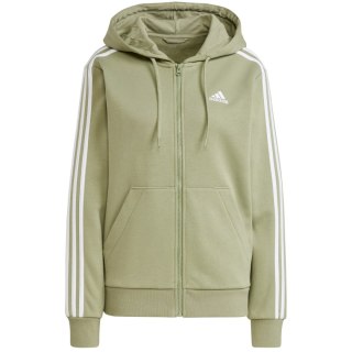 Bluza damska adidas Essentials 3-Stripes Full-Zip Fleece Hoodie oliwkowa JP2352 Adidas