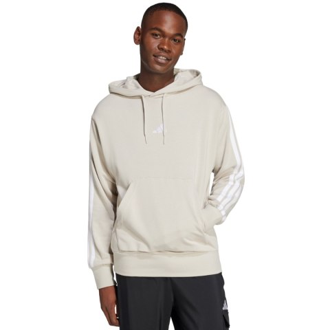 Bluza męska adidas Essentials 3-Stripes French Terry Hoodie beżowa JE6367 Adidas