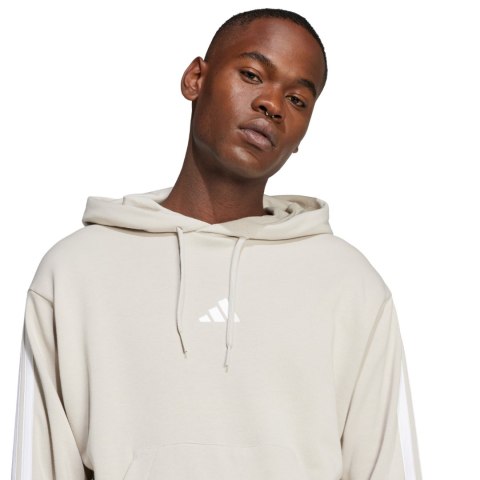Bluza męska adidas Essentials 3-Stripes French Terry Hoodie beżowa JE6367 Adidas