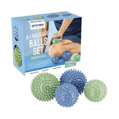 Piłki sensoryczne Spokey Grespi Duo 4 szt. zielono-niebieskie 941537 Spokey