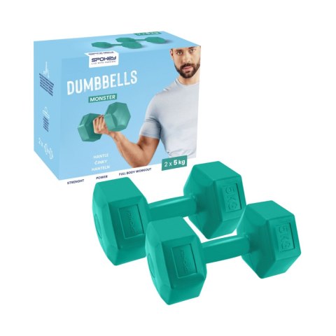 Zestaw hantli Spokey Monster 2x5kg DGN zielone 943622 Spokey