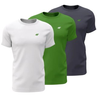 Koszulka męska 4F M1895 3pak granatowa, zielona, biała 4FWSS24TTSHM1895 90S 4F