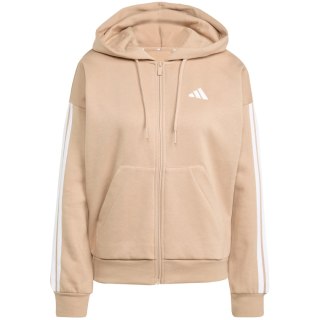 Bluza damska adidas Essentials 3-Stripes Full-Zip Fleece Hoodie beżowa JX7706 Adidas