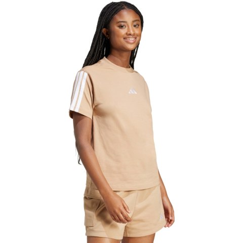 Koszulka damska adidas Essentials 3-Stripes Cotton beżowa JV7359 Adidas
