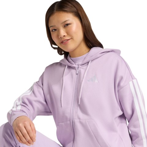 Bluza damska adidas Essentials 3-Stripes Full-Zip Fleece Hoodie fioletowa JY3080 Adidas