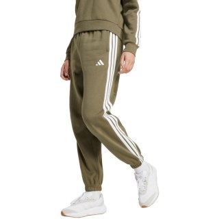 Spodnie damskie adidas Essentials 3-Stripes Fleece Loose-Fit oliwkowe JX7698 Adidas