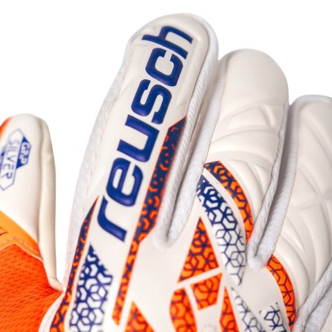 Rękawice bramkarskie Reusch Attrakt Silver biało-pomarańczowo-niebieskie 5570214 2500 Reusch