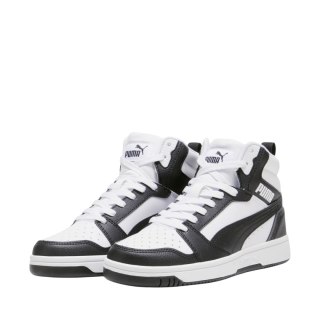 Buty dla dzieci Puma Rebound V6 Mid biało-czarne 393831 01 Puma