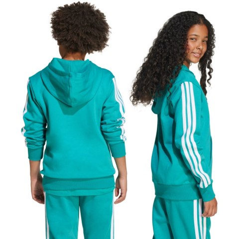 Bluza dla dzieci adidas 3 Stripes Fleece Hoodie 225 turkusowa JN2417 Adidas