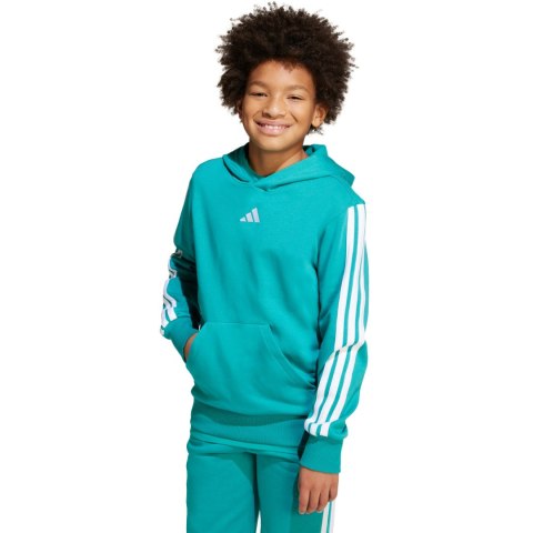 Bluza dla dzieci adidas 3 Stripes Fleece Hoodie 225 turkusowa JN2417 Adidas